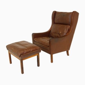 Vintage Leather Armchairs, Denmark, 1960s, Set of 2-GEK-1290973