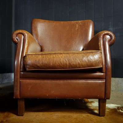 Vintage Leather Brown Chair-IA-862619