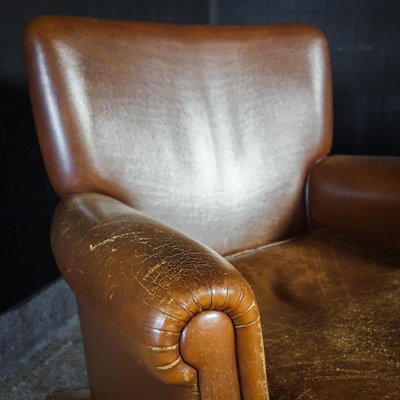 Vintage Leather Brown Chair-IA-862619