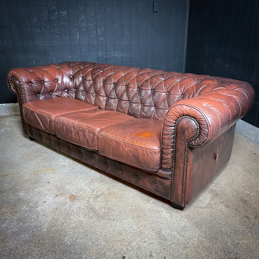 Vintage Leather Chesterfield 3-Seater Bank