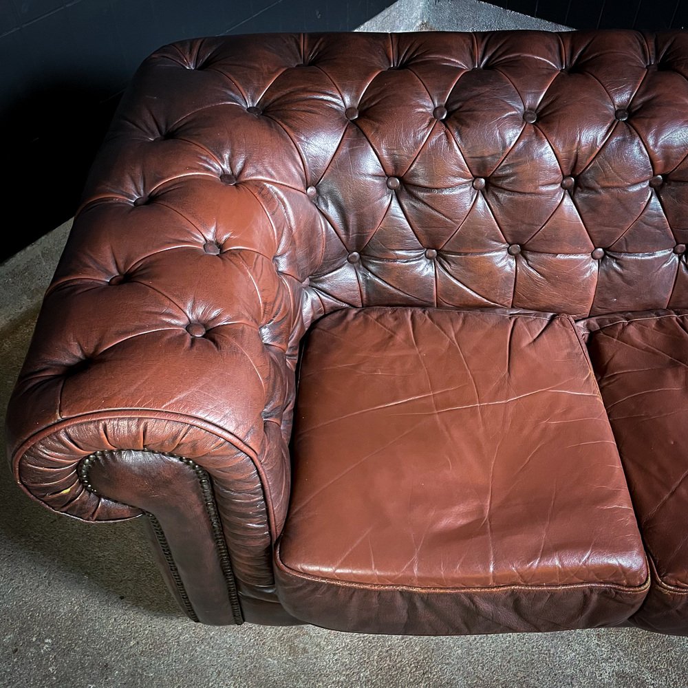 Vintage Leather Chesterfield 3-Seater Bank