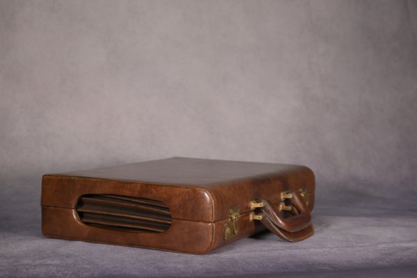 Vintage Leather Document Holder with Brass Closure, 1980s-NEN-2033979