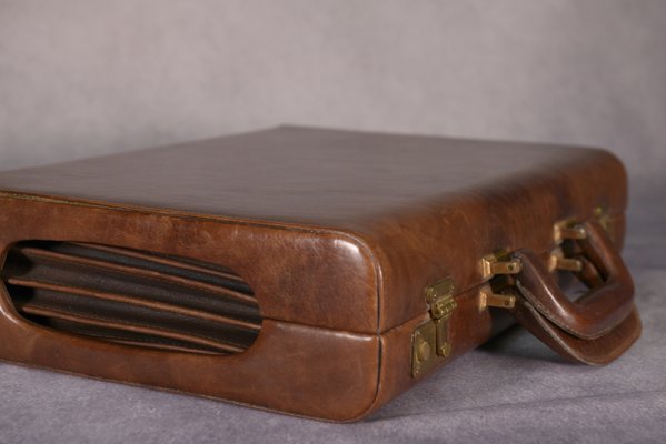 Vintage Leather Document Holder with Brass Closure, 1980s-NEN-2033979