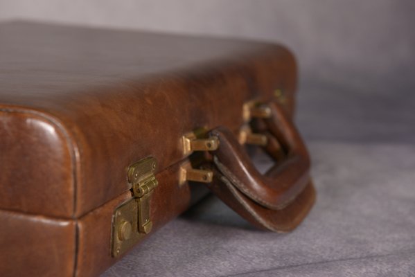 Vintage Leather Document Holder with Brass Closure, 1980s-NEN-2033979