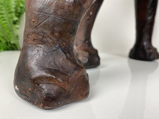 Vintage Leather Elephant Sculpture-WZZ-826398