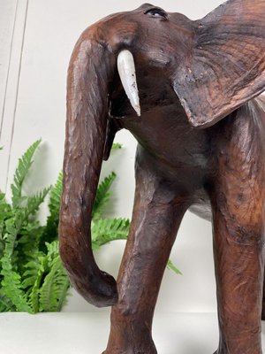 Vintage Leather Elephant Sculpture-WZZ-826398