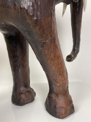 Vintage Leather Elephant Sculpture-WZZ-826398