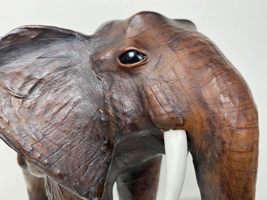 Vintage Leather Elephant Sculpture-WZZ-826398