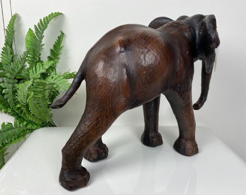 Vintage Leather Elephant Sculpture-WZZ-826398