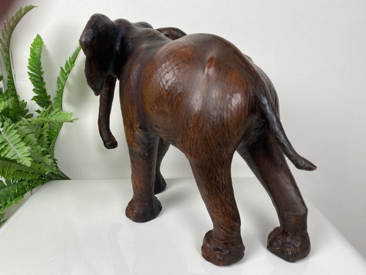 Vintage Leather Elephant Sculpture-WZZ-826398