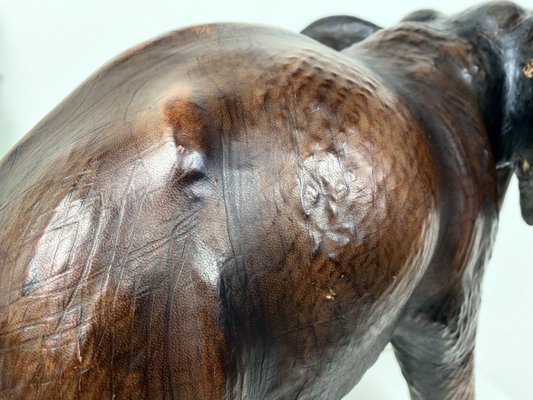 Vintage Leather Elephant Sculpture-WZZ-826398