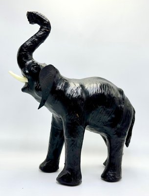 Vintage Leather Elephant Sculpture Figure, 1960s, Set of 2-ZCY-1751072