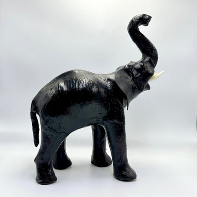 Vintage Leather Elephant Sculpture Figure, 1960s, Set of 2-ZCY-1751072