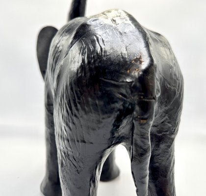 Vintage Leather Elephant Sculpture Figure, 1960s, Set of 2-ZCY-1751072