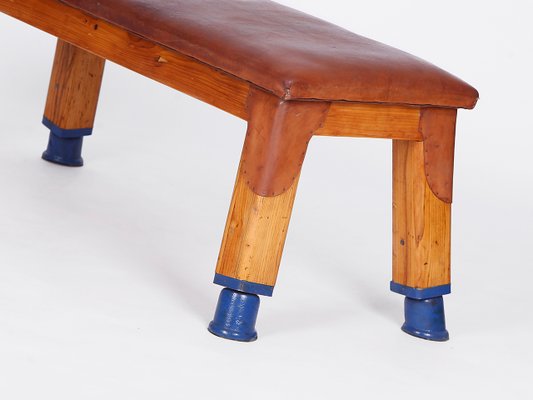 Vintage Leather Gymnastic Bench, 1930s-TW-1362217