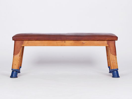 Vintage Leather Gymnastic Bench, 1930s-TW-1362217