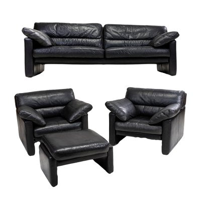 Vintage Leather Living Room Set from WOH, Set of 4-ZZH-666297