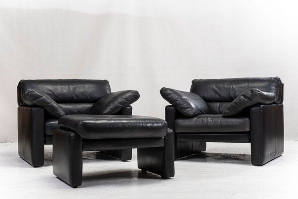 Vintage Leather Living Room Set from WOH, Set of 4-ZZH-666297