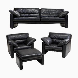 Vintage Leather Living Room Set from WOH, Set of 4-ZZH-666297