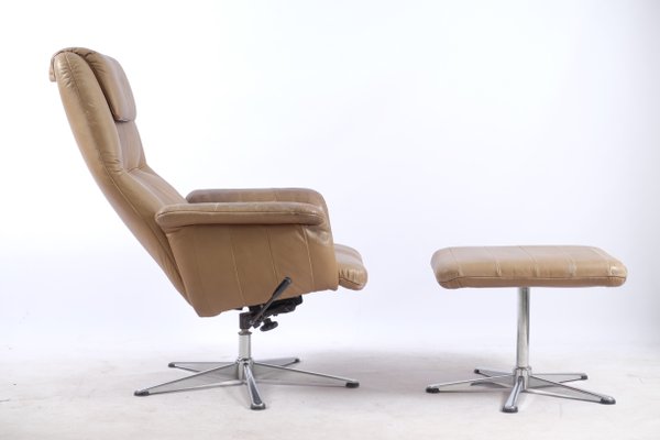 Vintage Leather Lounge Chair with Ottoman-CIP-561923