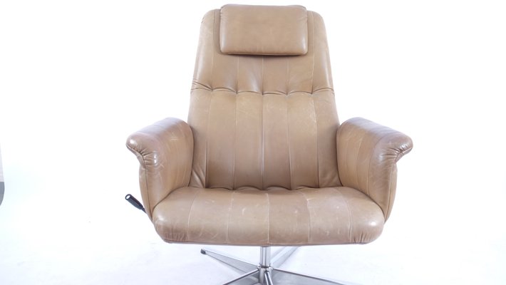 Vintage Leather Lounge Chair with Ottoman-CIP-561923