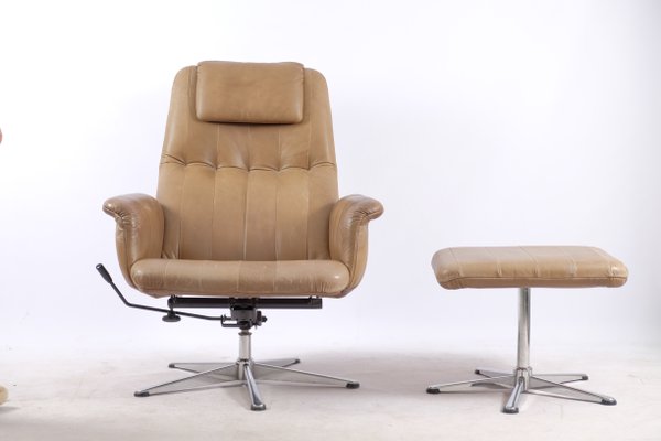 Vintage Leather Lounge Chair with Ottoman-CIP-561923