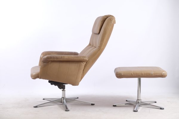 Vintage Leather Lounge Chair with Ottoman-CIP-561923