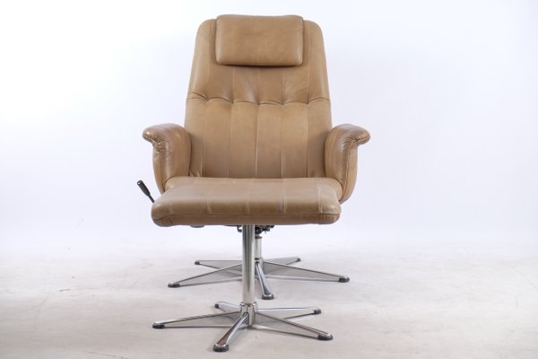 Vintage Leather Lounge Chair with Ottoman-CIP-561923