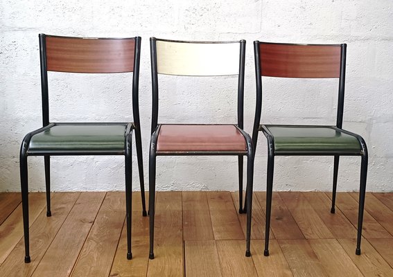 Vintage Leather Model 510 Chairs from Mullca, 1950s, Set of 3-NMC-1320559