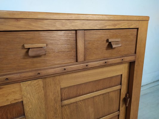 Vintage Leather Oak Buffet, 1980s-EAD-1819460