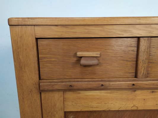 Vintage Leather Oak Buffet, 1980s-EAD-1819460