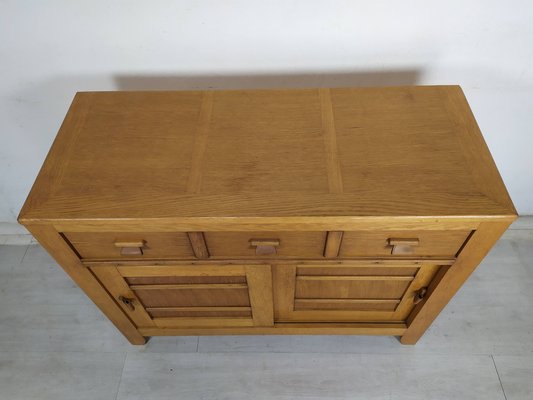 Vintage Leather Oak Buffet, 1980s-EAD-1819460