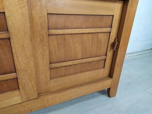 Vintage Leather Oak Buffet, 1980s-EAD-1819460