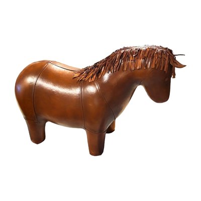 Vintage Leather Pony Ottoman-TCS-1811787