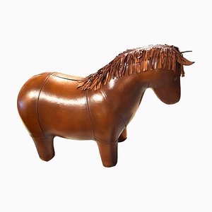 Vintage Leather Pony Ottoman-TCS-1811787