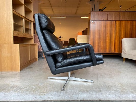 Vintage Leather & Teak Lounge Armchair by Hans Kaufeld, 1970s-WSA-844522