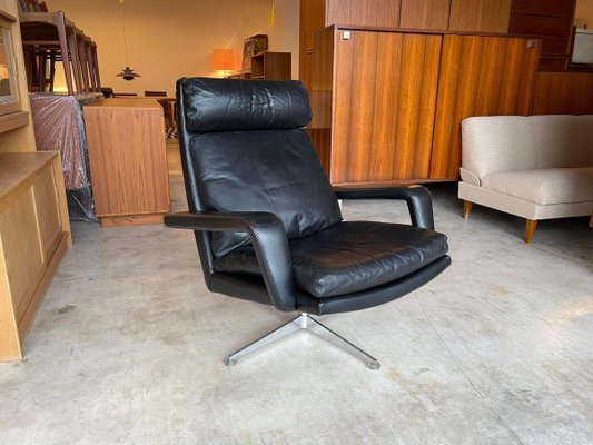 Vintage Leather & Teak Lounge Armchair by Hans Kaufeld, 1970s-WSA-844522