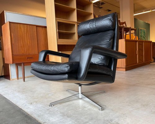 Vintage Leather & Teak Lounge Armchair by Hans Kaufeld, 1970s-WSA-844522