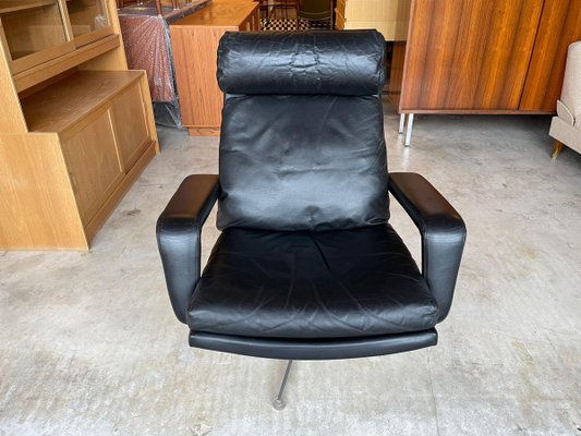 Vintage Leather & Teak Lounge Armchair by Hans Kaufeld, 1970s-WSA-844522