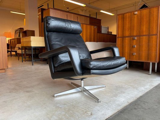 Vintage Leather & Teak Lounge Armchair by Hans Kaufeld, 1970s-WSA-844522