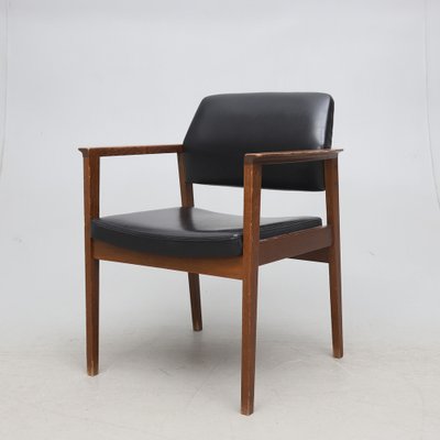 Vintage Leatherette & Oak Side Chair, Sweden, 1960s-HJY-1750109