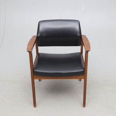 Vintage Leatherette & Oak Side Chair, Sweden, 1960s-HJY-1750109