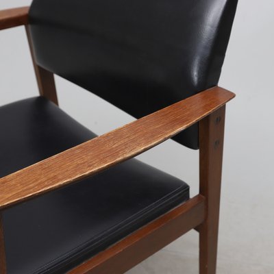 Vintage Leatherette & Oak Side Chair, Sweden, 1960s-HJY-1750109