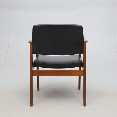 Vintage Leatherette & Oak Side Chair, Sweden, 1960s-HJY-1750109