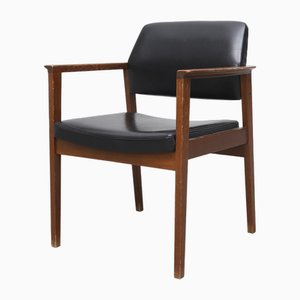 Vintage Leatherette & Oak Side Chair, Sweden, 1960s-HJY-1750109