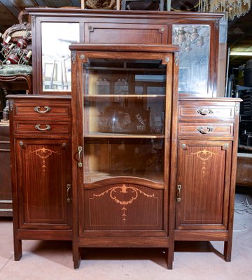 Vintage Liberty Sideboard & Central Showcase with Black Marble Embedded Inlays-RAQ-1076908