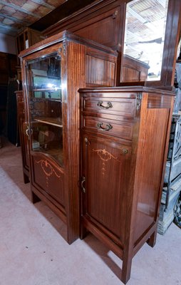 Vintage Liberty Sideboard & Central Showcase with Black Marble Embedded Inlays-RAQ-1076908