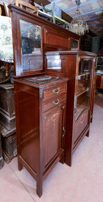 Vintage Liberty Sideboard & Central Showcase with Black Marble Embedded Inlays-RAQ-1076908