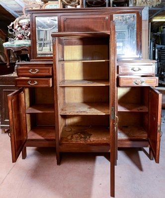 Vintage Liberty Sideboard & Central Showcase with Black Marble Embedded Inlays-RAQ-1076908