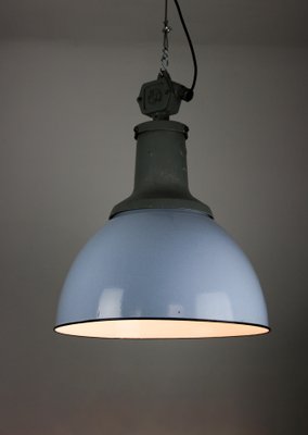 Vintage Light Blue Enamel Industrial Pendant Light from ELKO, 1960s-HGJ-738995